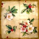 004 Weihnachten Blumen - 3-lagig (creme/gold) - Ihr